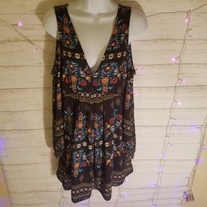 Floral cold shoulder mini dress